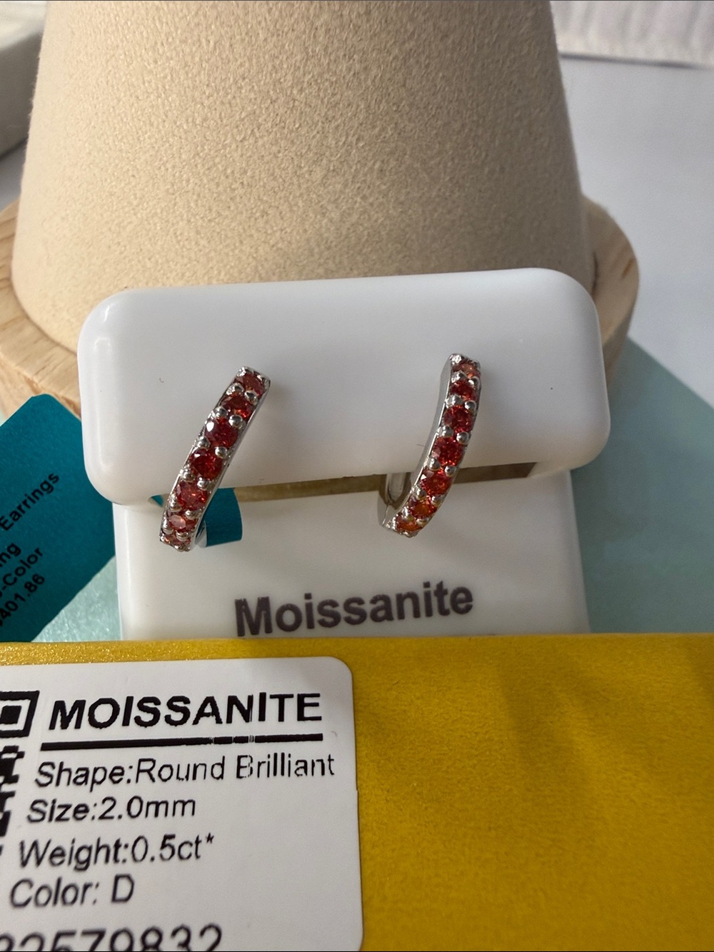 .5 ct sterling silver Red Moissanite Huggies MSRP $400